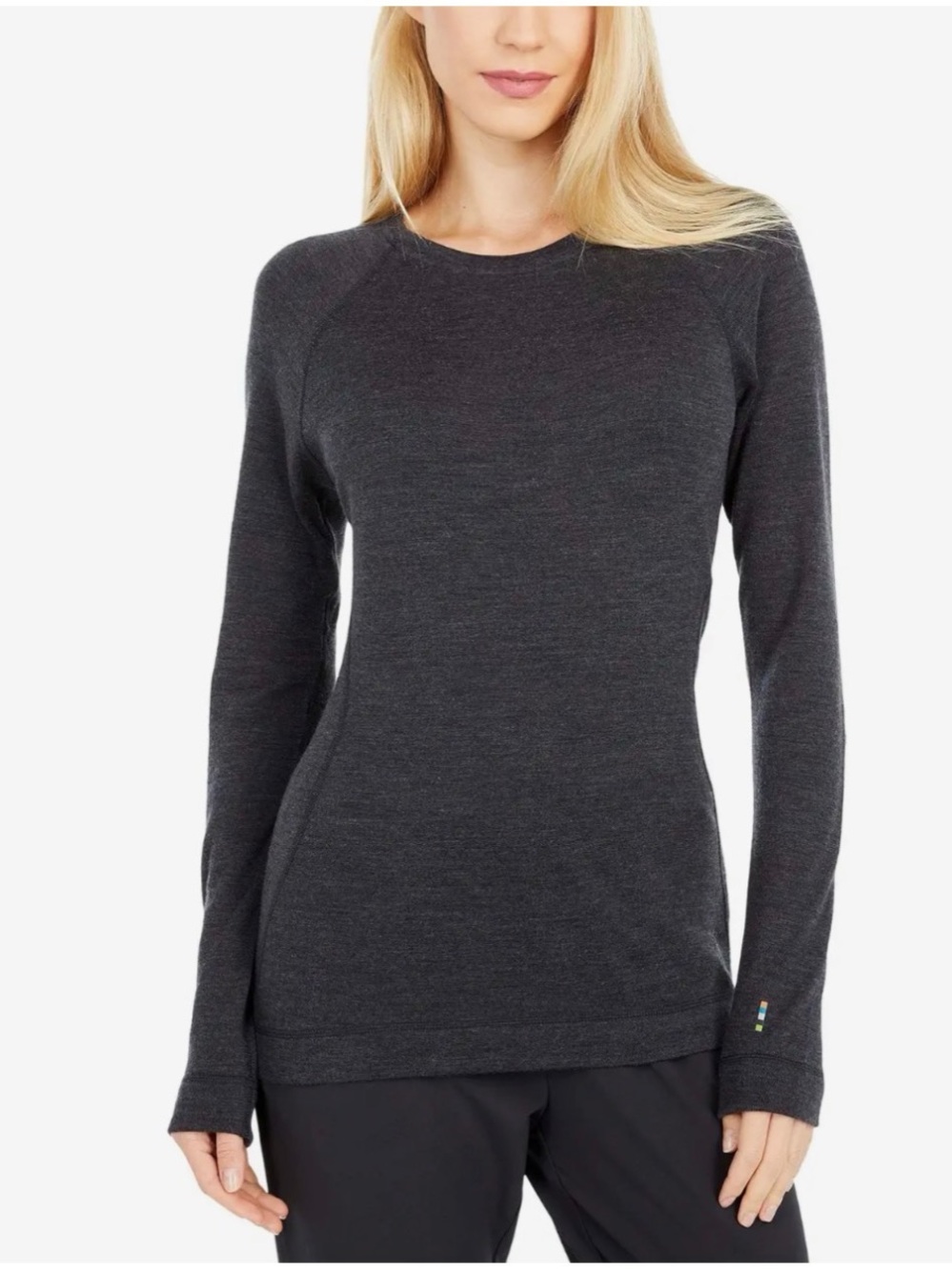 Smartwool Women’s Sz L Dark Gray Merino Top 250 Base Layer Crew